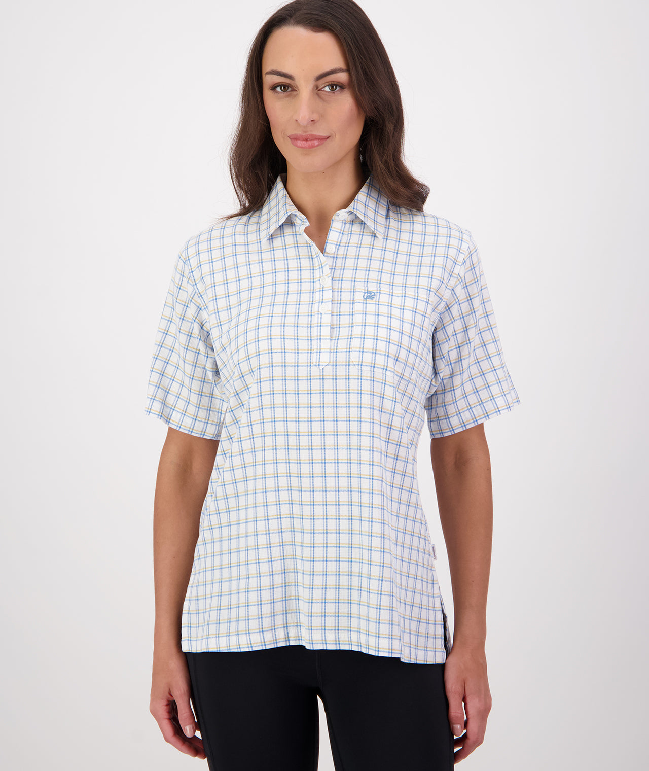 Women's Tasman V2 Short Sleeve Shirt in Blue Daisy Check
