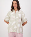 Women's Leafage Linen Short Sleeve Shirt