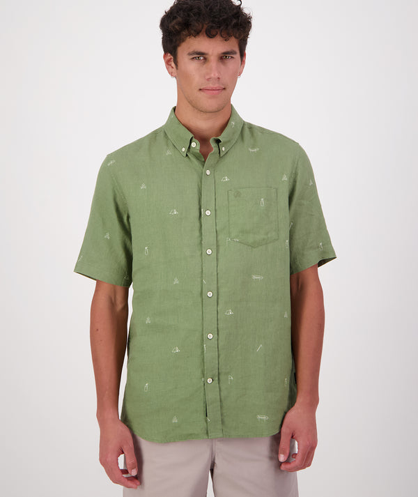 Men's Camp Vibes Linen Short Sleeve Shirt
