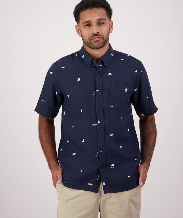 Men's Farm Vibes Short Sleeve Linen Shirt
