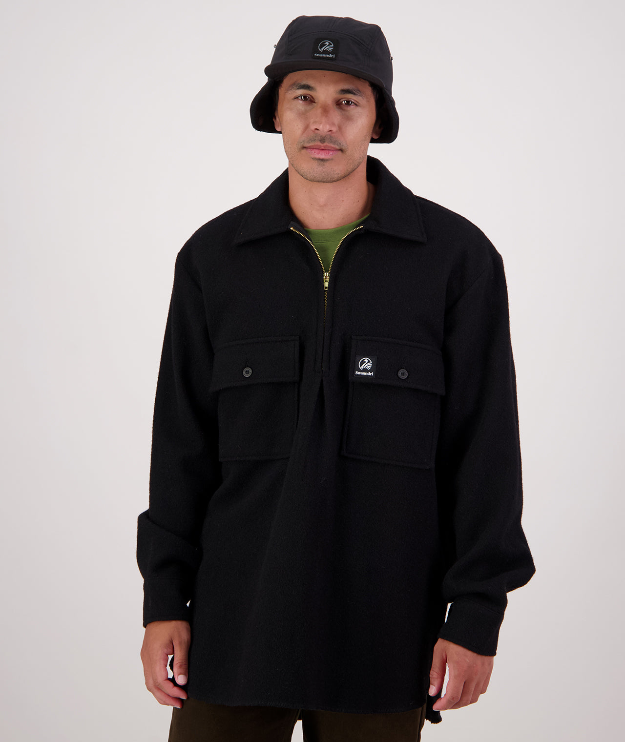 Buy Men's Ranger Wool Zip Front Bushshirt (Black) - Swanndri