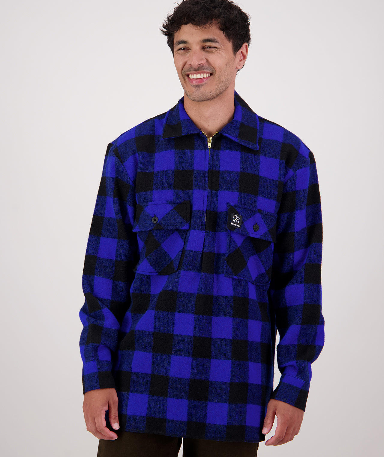 Buy Ranger Wool Zip Bushshirt (Blue/Black Check) - Swanndri