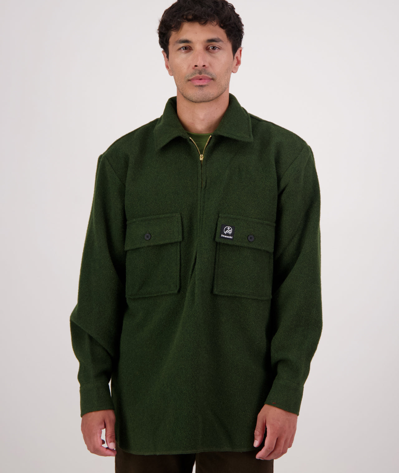 Buy Men's Ranger Wool Zip Front Bushshirt (Olive) - Swanndri
