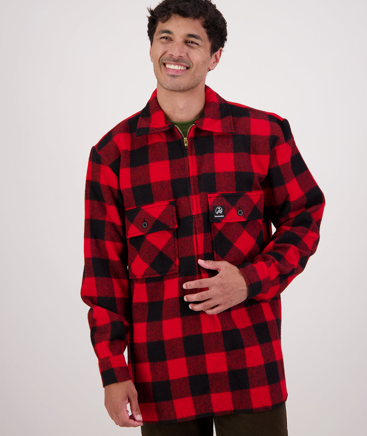 Ranger Wool Zip Front Bushshirt (Red/Black Check) - Swanndri