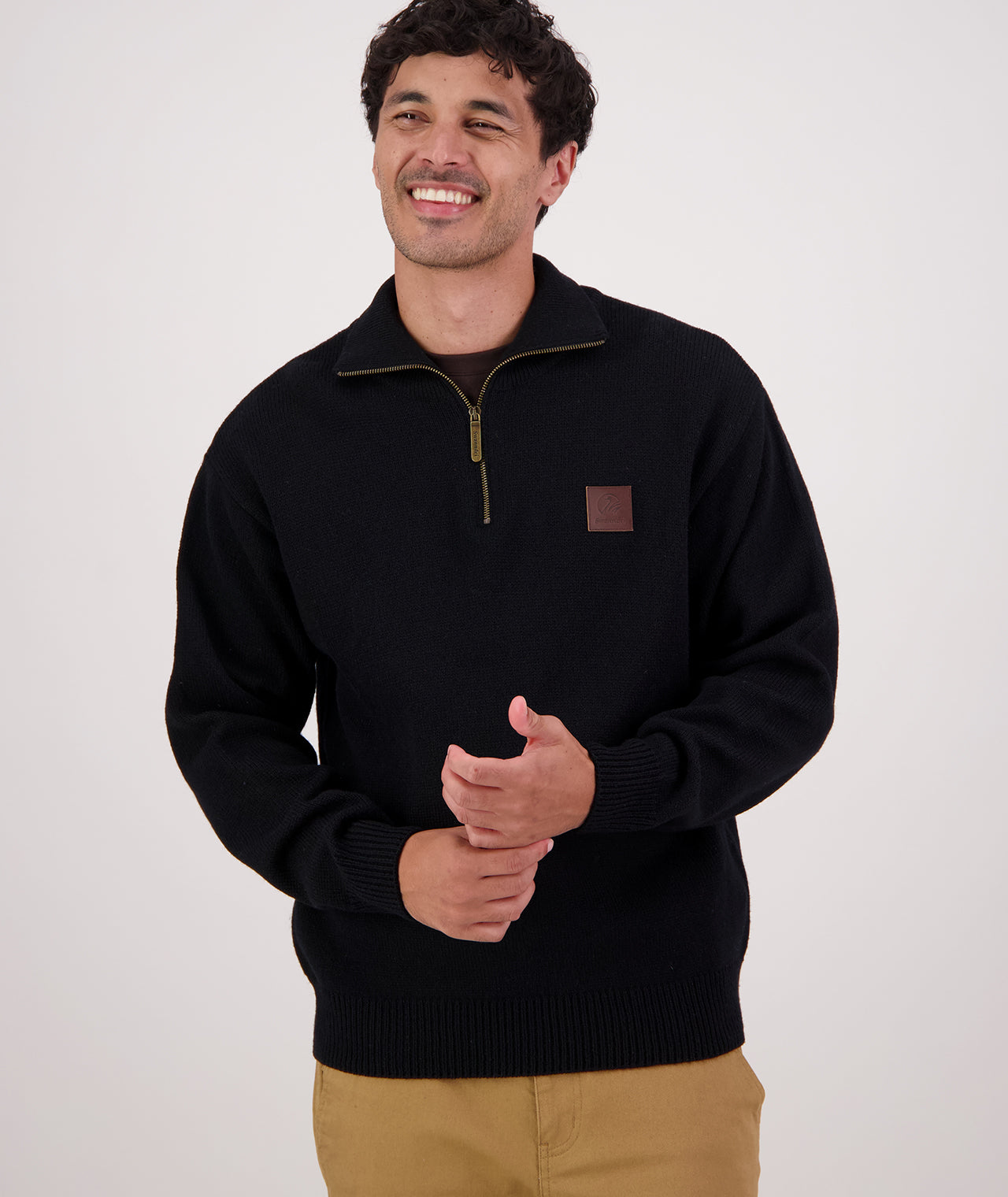 Buy Men's Mariner Wool Zip Neck Sweater (Black) - Swanndri