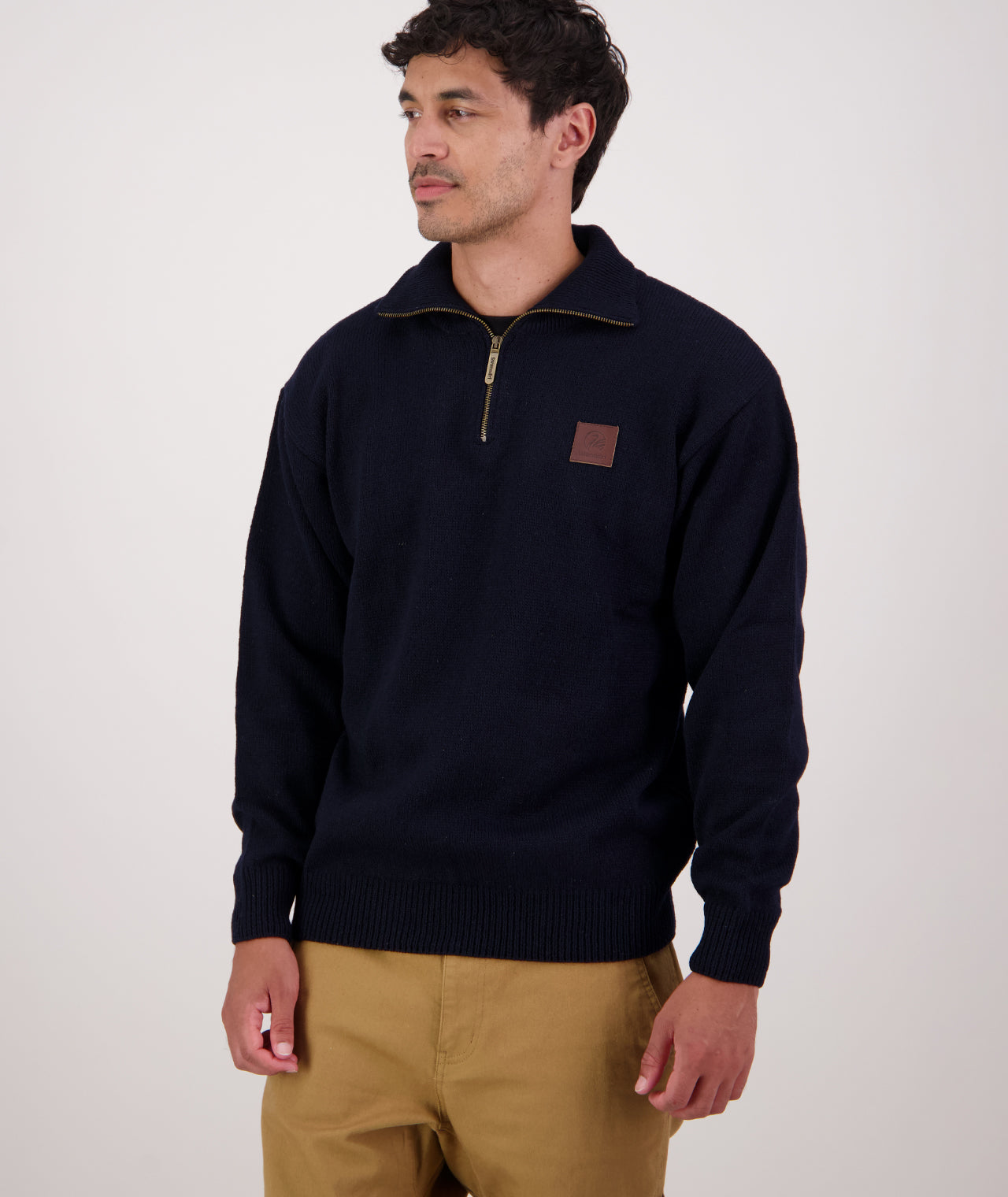 Buy Men's Mariner Wool Zip Neck Sweater (Navy) - Swanndri