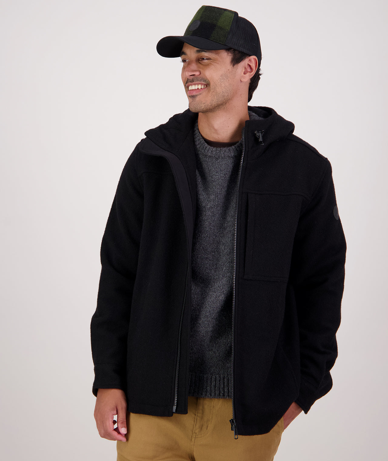 Buy Men's Hudson Wool Hoodie (Black) - Swanndri