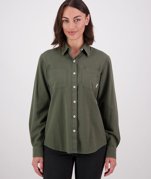 Buy Women's Barn Long Sleeve Shirt in Dark Olive
