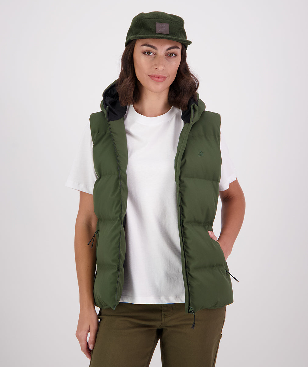 hooded short vest - olive / pilot twill Engineered Garments Men's
