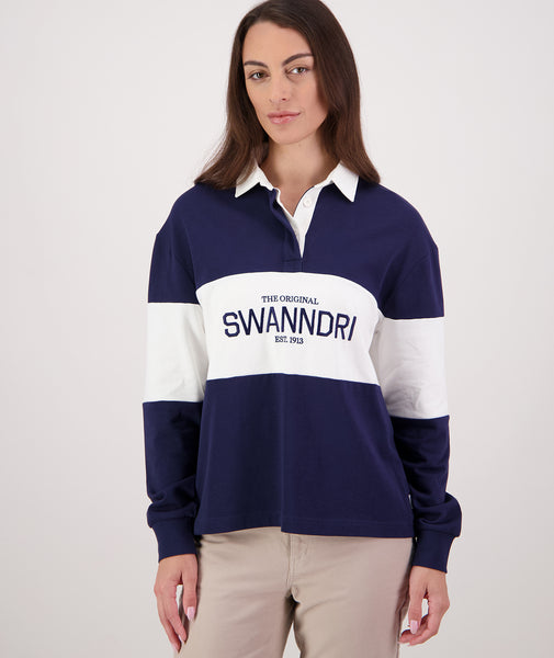 Buy Women's Kimbell Long Sleeve Rugby Top (Navy) - Swanndri