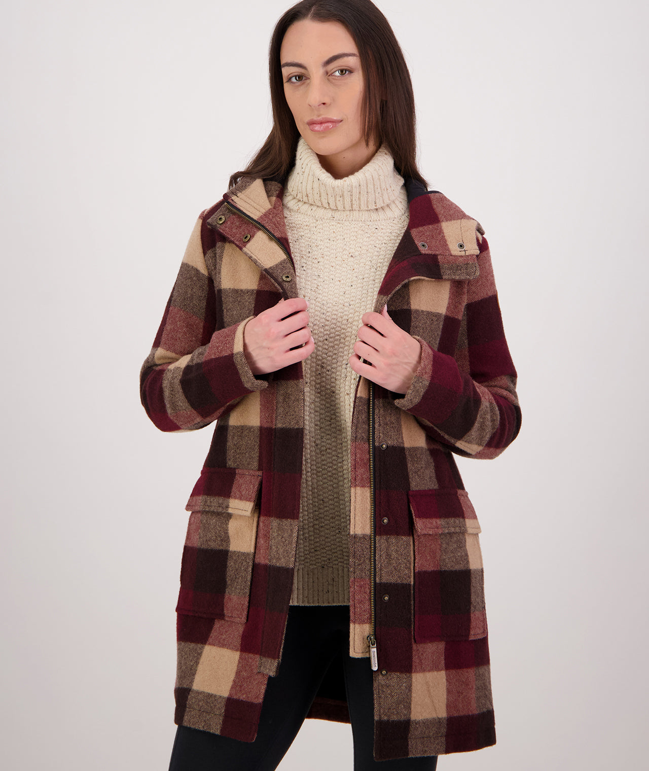 Women's Annmore V2 Wool Overcoat (Florence Check) - Swanndri