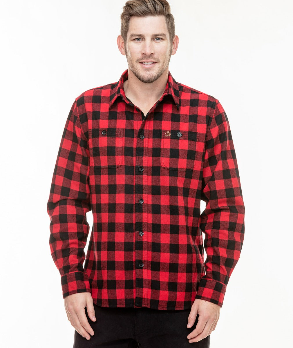 Marylebone Long Sleeve Shirt (Red/Black Check) - Swanndri