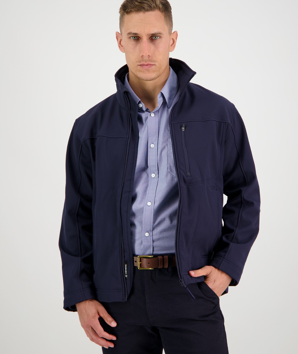 Swanndri Men's Redwoods Navy Softshell Jacket with Fleece Lining