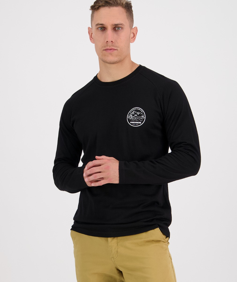 Swanndri Men's Trotter Merino Long Sleeve T-Shirt in Black